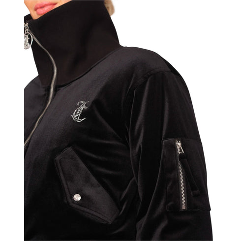 Juicy Couture Bomber Bomber Donna Rydell Diamante in velluto Nero - Francavilla Moda